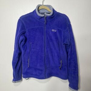 Patagonia Purple Blue and Gray Fleece Jacket Women's Sz M